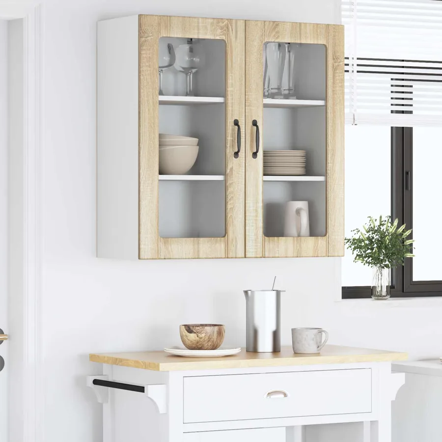 Cabinet en verre mural PORTO 2 pcs Chêne Sonoma 40 x 31 x 80 cm - 4