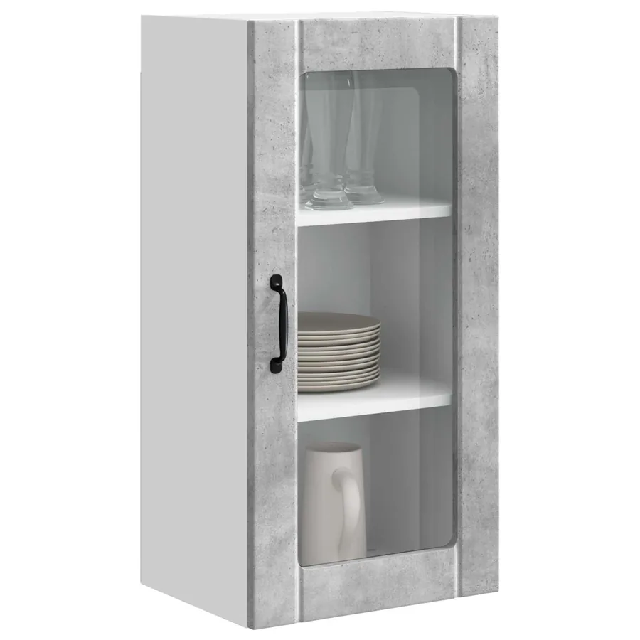 Cabinet en verre mural PORTO 2 pcs Gris béton 40 x 31 x 80 cm - 3