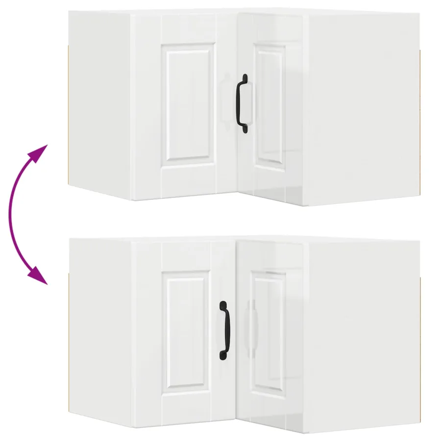 Cabinet d'angle mural PORTO Blanc brillant 57 x 57 x 40 cm - 11