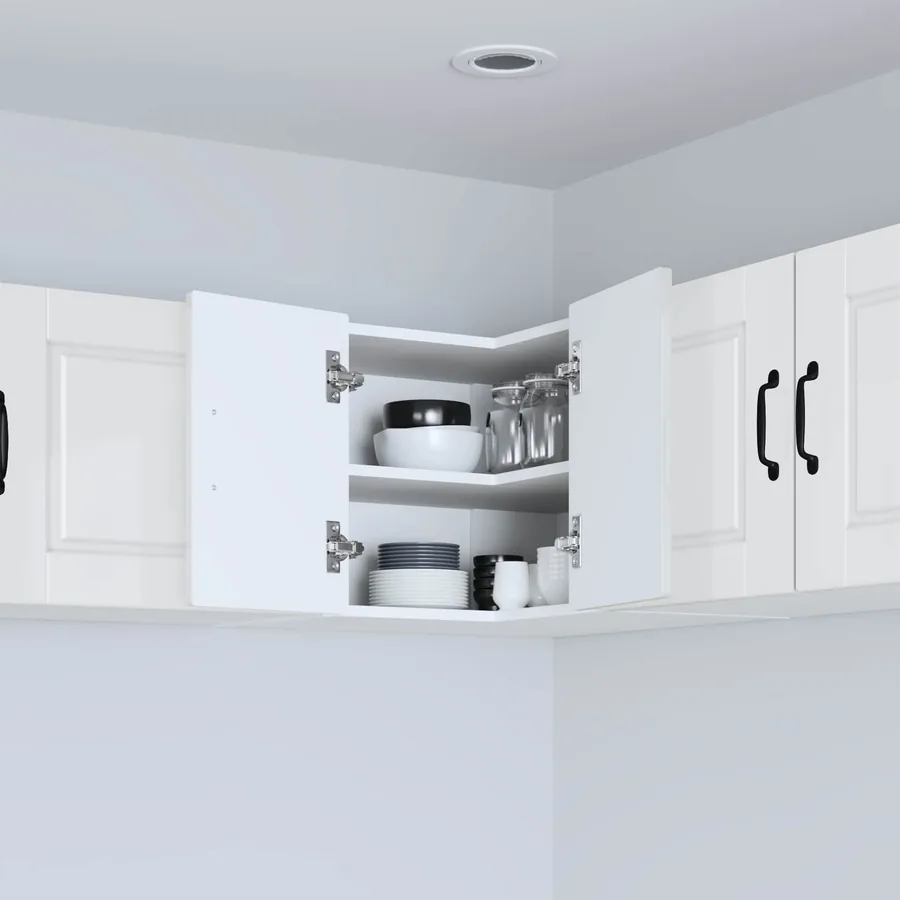 Cabinet d'angle mural PORTO Blanc brillant 57 x 57 x 40 cm - 4