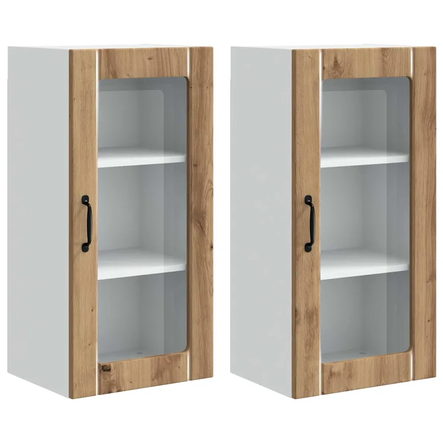 Cabinet en verre mural PORTO 2 pcs Chêne artisanal - 2