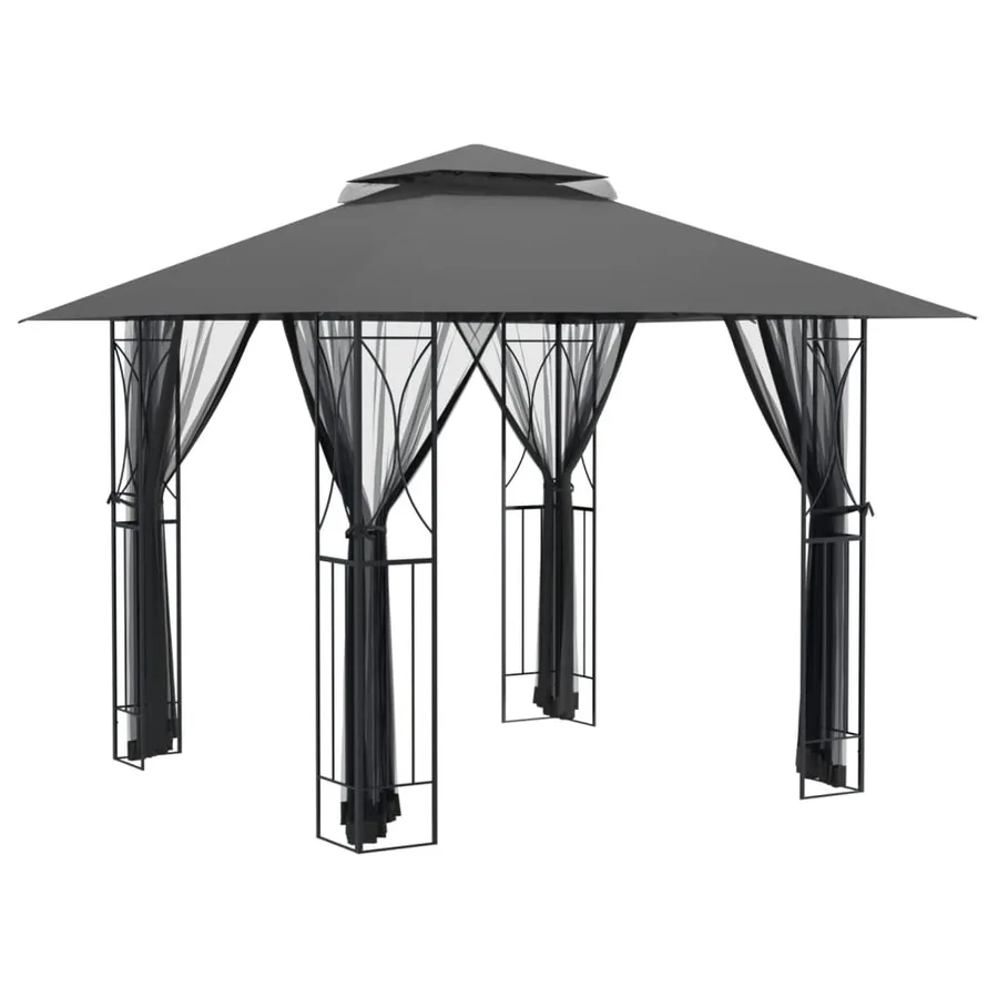 Belvédère avec parois latérales anthracite 300x300x270 cm acier - 2