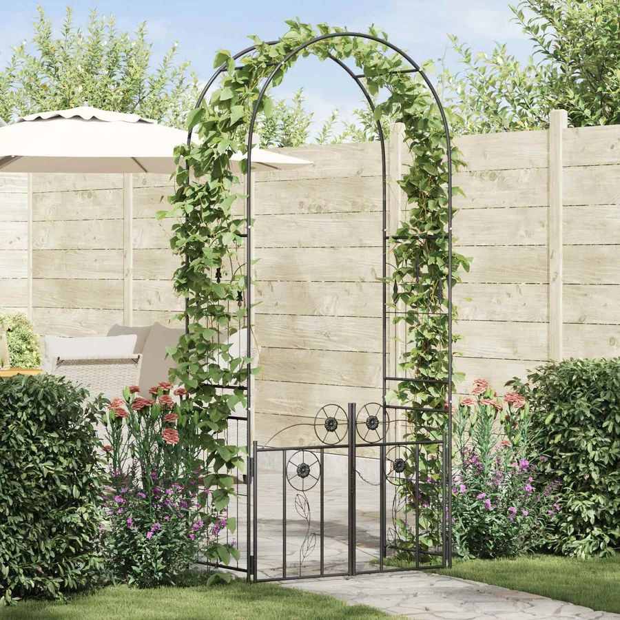 Arche de jardin avec verrouillage Noir 102 x 50 x 218 cm