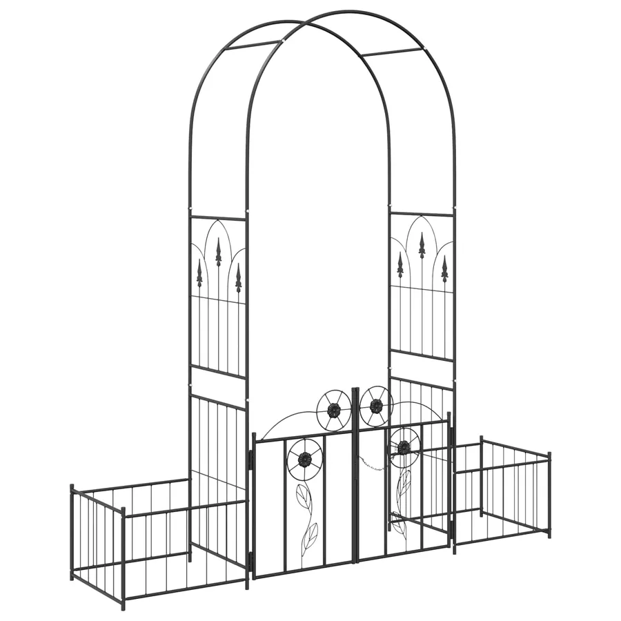 Arche de jardin avec verrouillage Noir 203 x 50 x 218 cm - 2