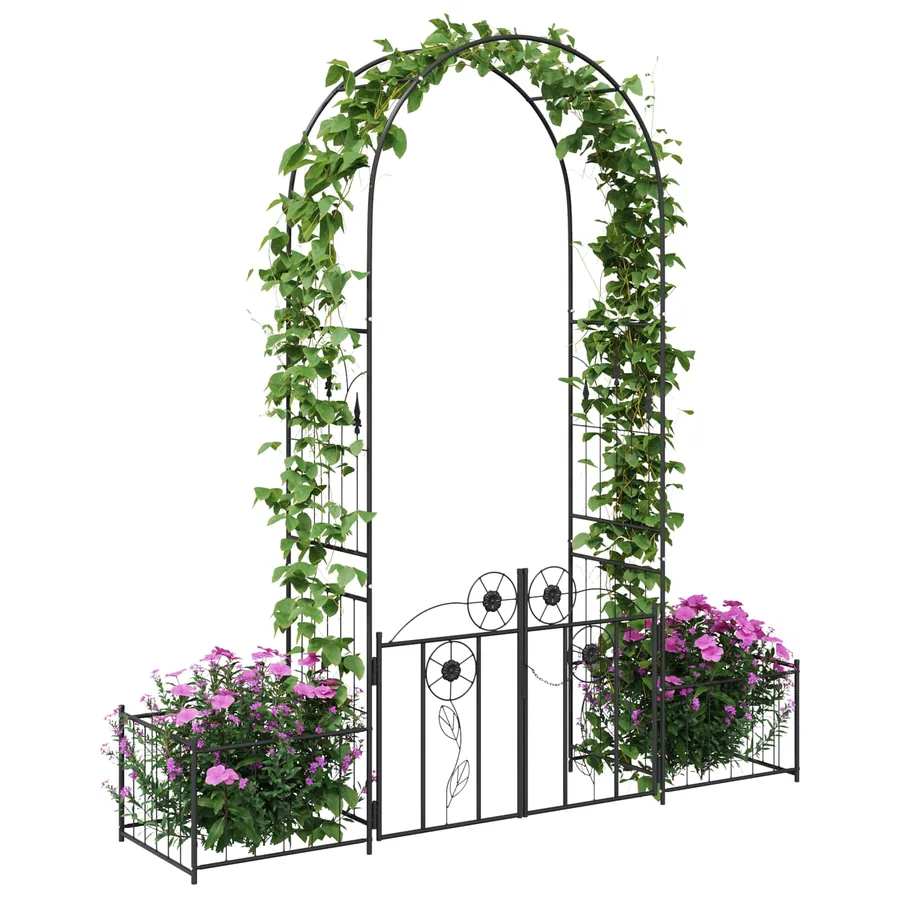 Arche de jardin avec verrouillage Noir 203 x 50 x 218 cm - 3