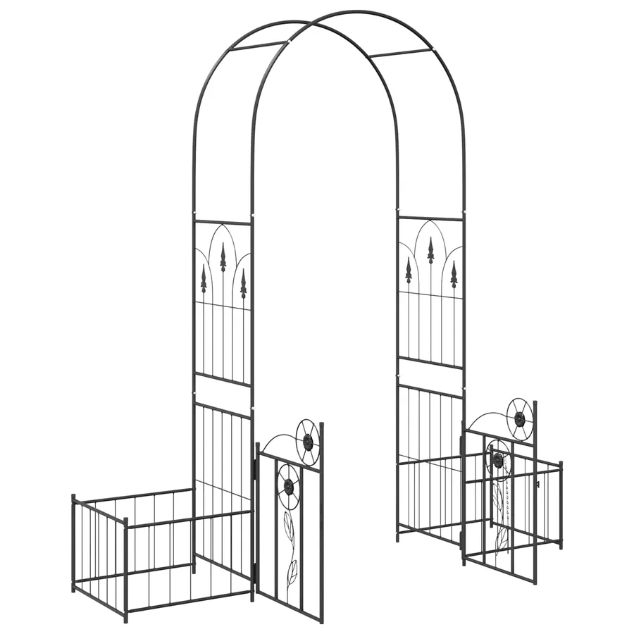 Arche de jardin avec verrouillage Noir 203 x 50 x 218 cm - 5
