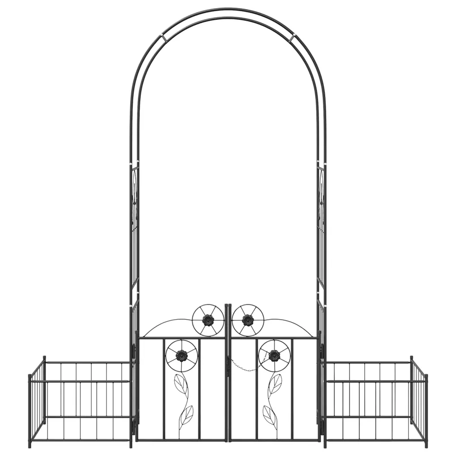 Arche de jardin avec verrouillage Noir 203 x 50 x 218 cm - 6