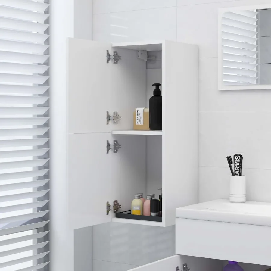 Armoire de salle de bain Blanc 30x30x80 cm Bois d’ingénierie - 8