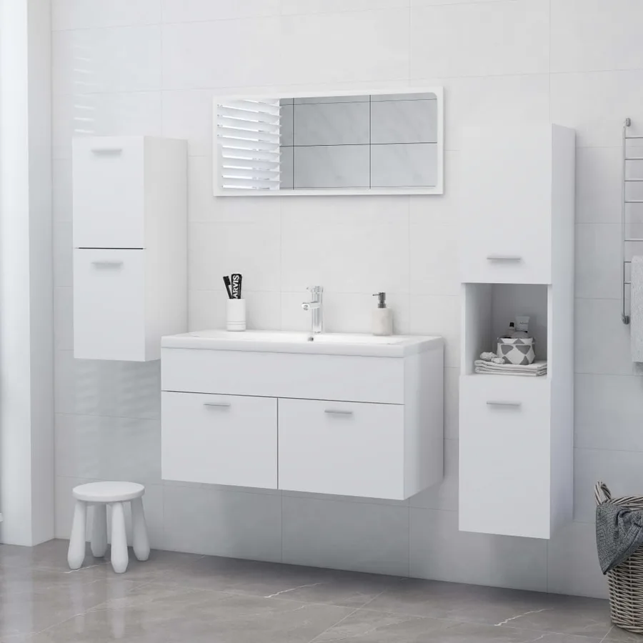 Armoire de salle de bain Blanc 30x30x80 cm Bois d’ingénierie - 9