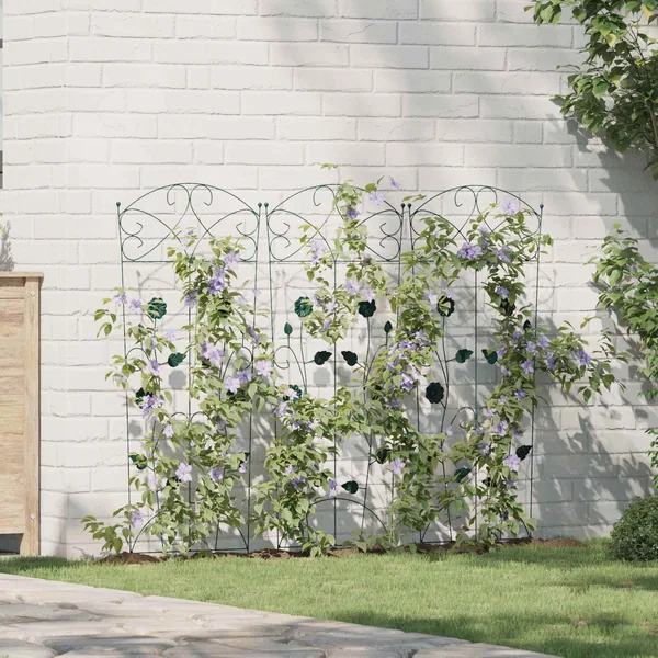 Clôture de jardin 3 pcs Vert 110,5 x 42,5 cm Acier