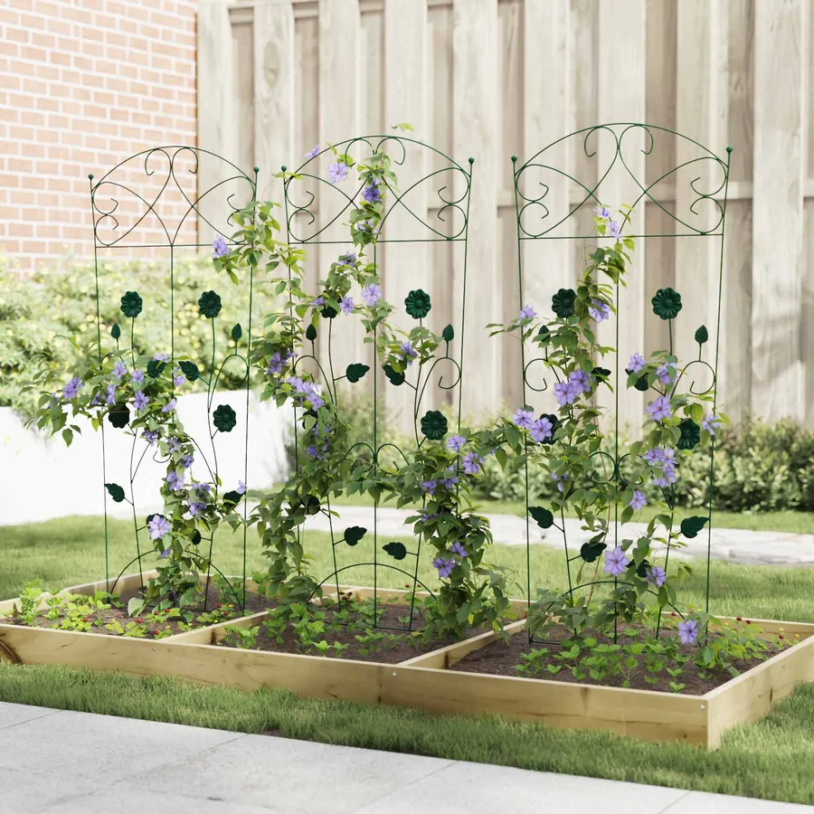 Clôture de jardin 3 pcs Vert 110,5 x 42,5 cm Acier - 4