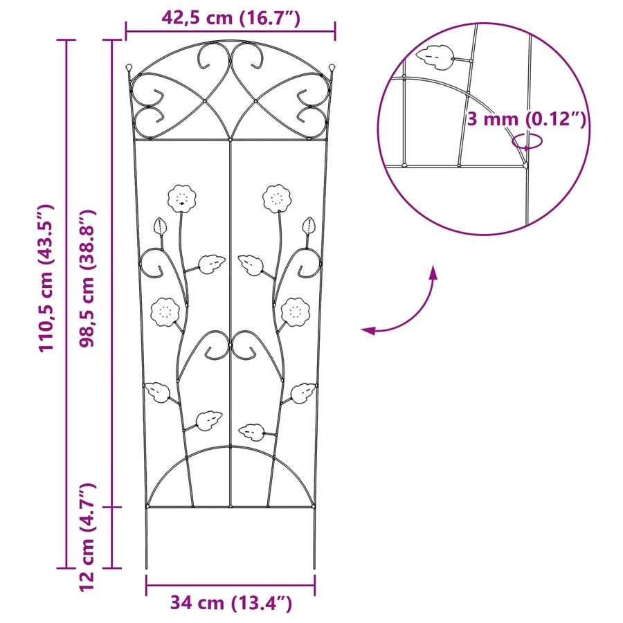 Clôture de jardin 3 pcs Vert 110,5 x 42,5 cm Acier - 9