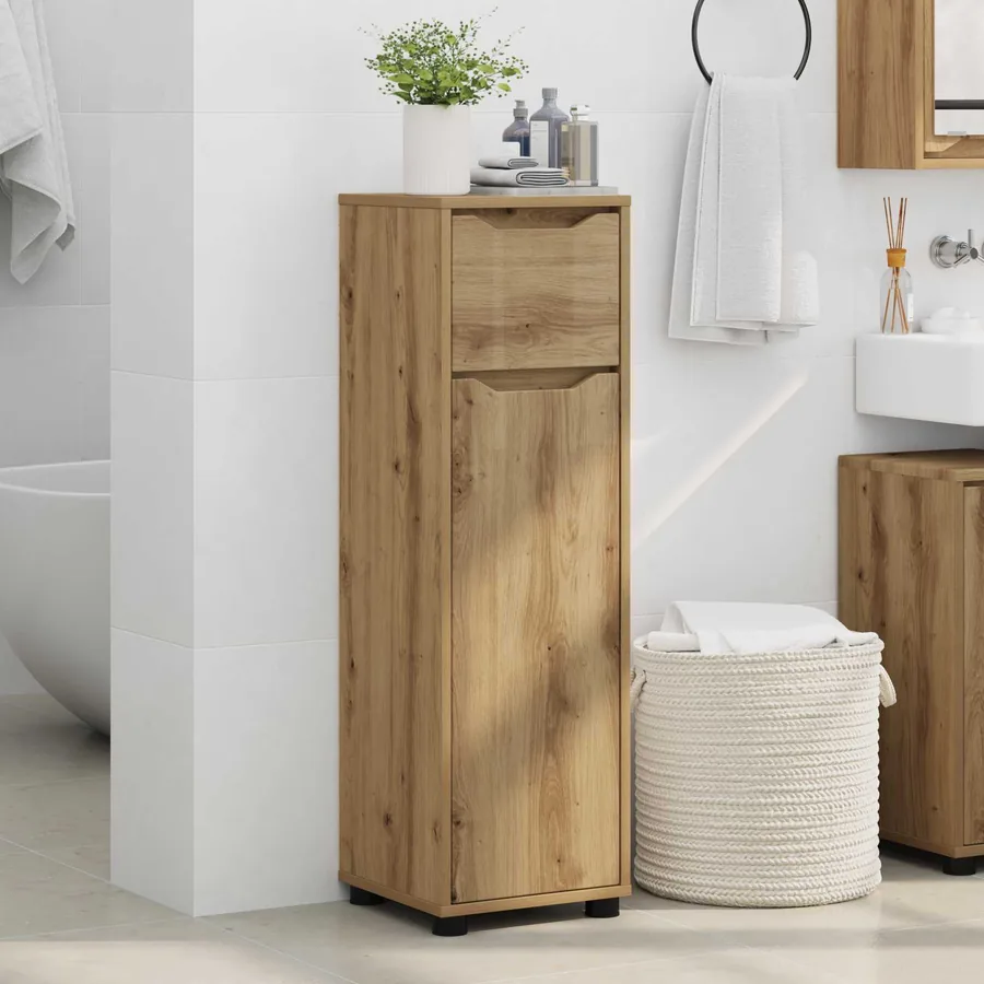 Cabinet de salle de bain Chêne artisanal 30,5 x 30 x 101 cm - 4