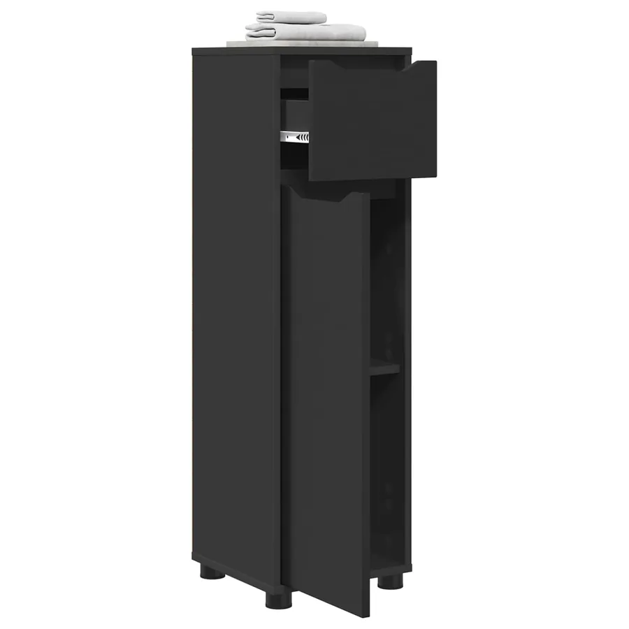 Cabinet de salle de bain avec tiroir Noir 30,5 x 30 x 101 cm - 3