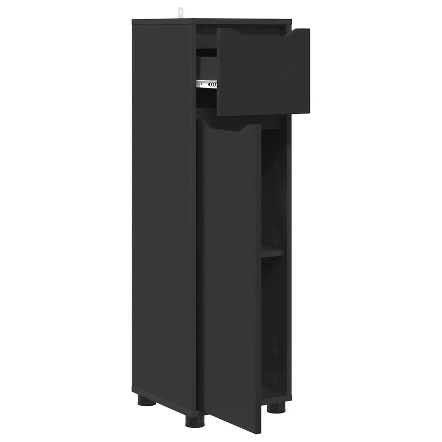 Cabinet de salle de bain avec tiroir Noir 30,5 x 30 x 101 cm - 5