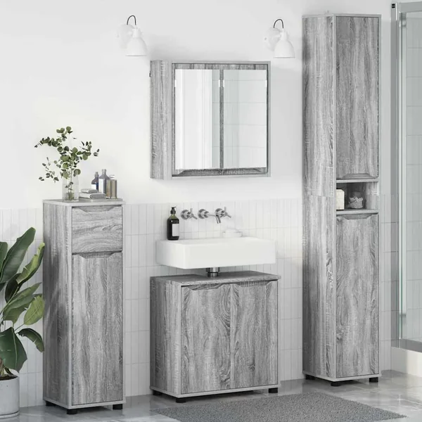 Ensemble de mobilier de salle de bain 4 pcs Gris Sonoma
