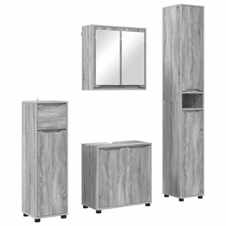 Ensemble de mobilier de salle de bain 4 pcs Gris Sonoma - 2