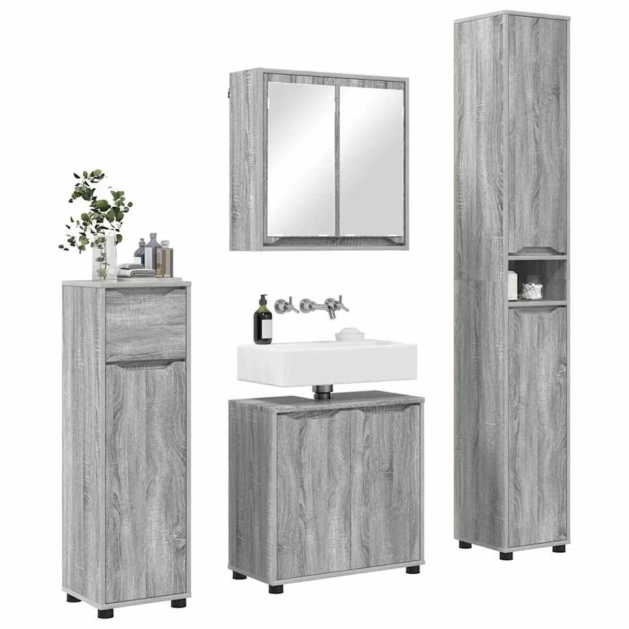 Ensemble de mobilier de salle de bain 4 pcs Gris Sonoma - 3