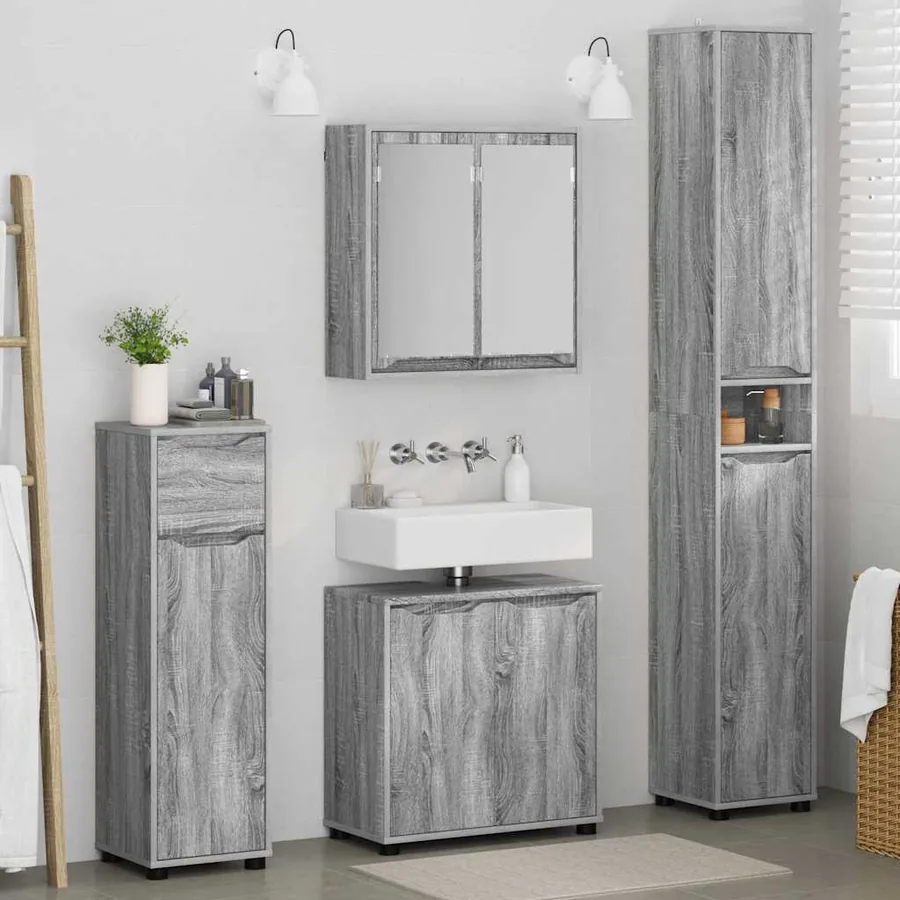 Ensemble de mobilier de salle de bain 4 pcs Gris Sonoma - 4