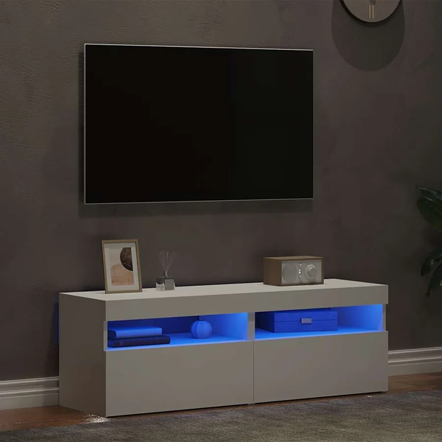 Meubles TV avec lumières LED 2 pcs Blanc 60x35x40 cm