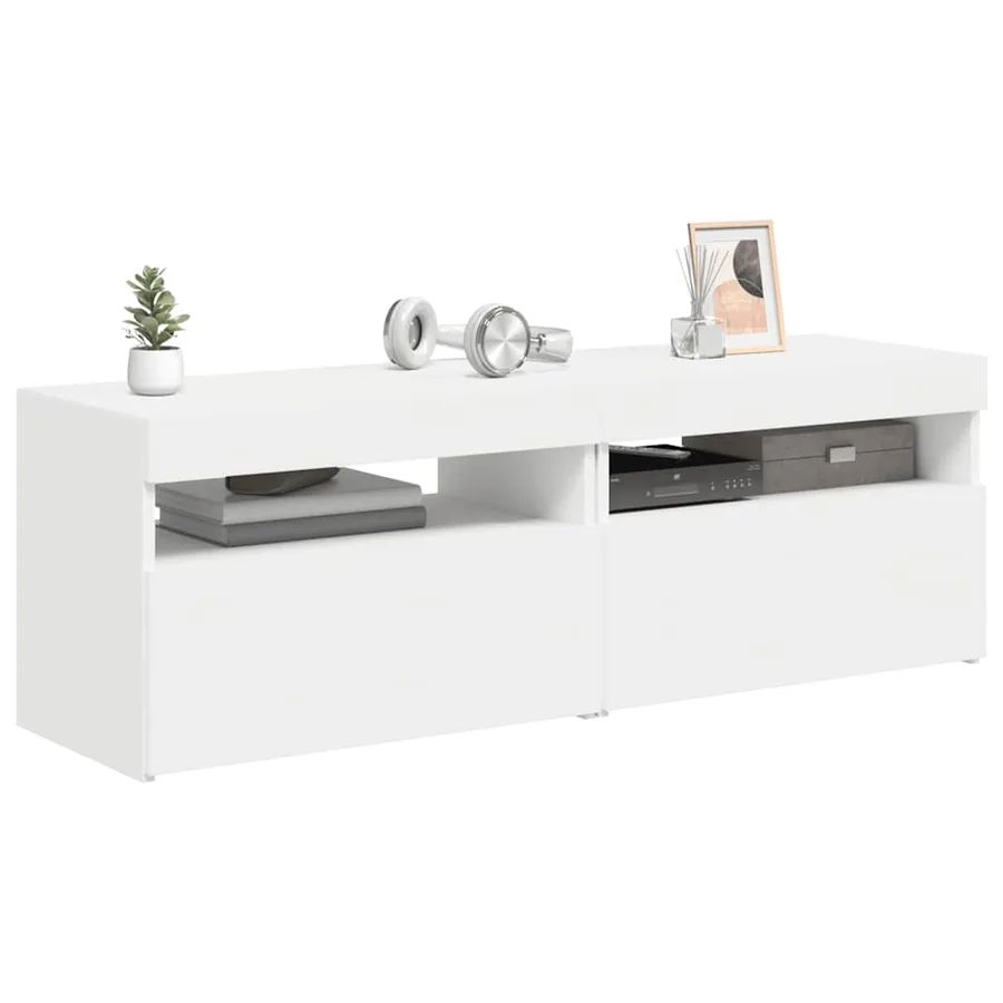 Meubles TV avec lumières LED 2 pcs Blanc 60x35x40 cm - 14