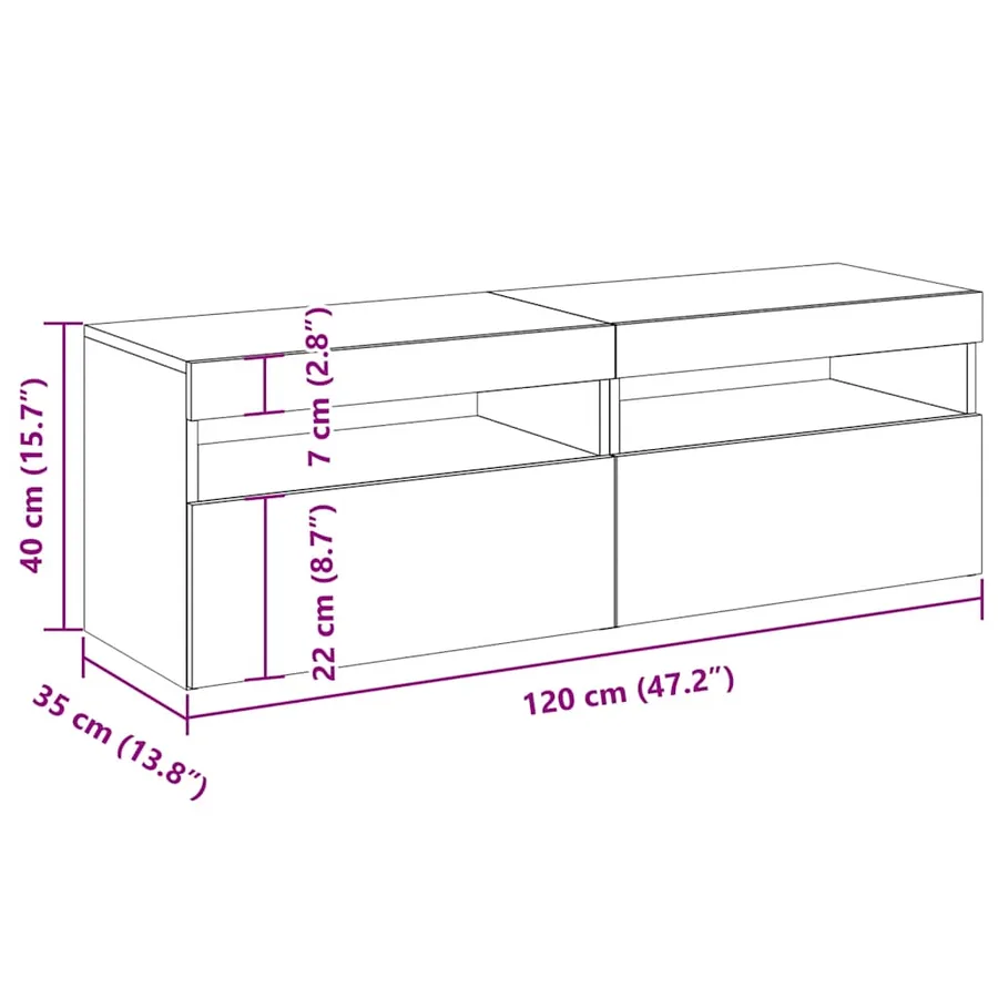 Meubles TV avec lumières LED 2 pcs Blanc 60x35x40 cm - 16
