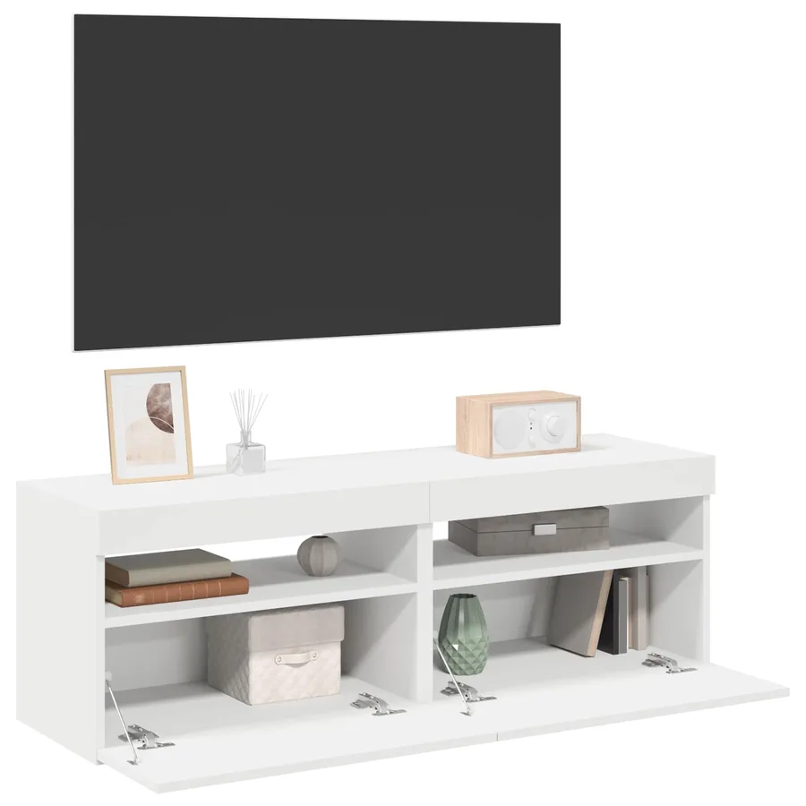 Meubles TV avec lumières LED 2 pcs Blanc 60x35x40 cm - 3