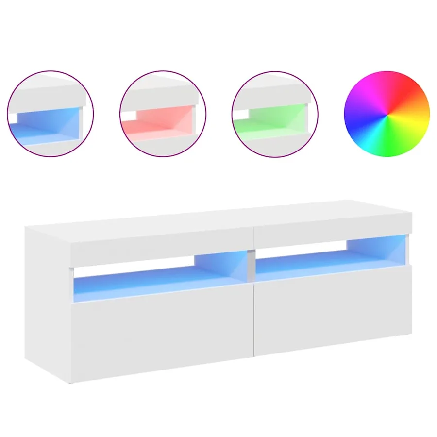 Meubles TV avec lumières LED 2 pcs Blanc 60x35x40 cm - 5