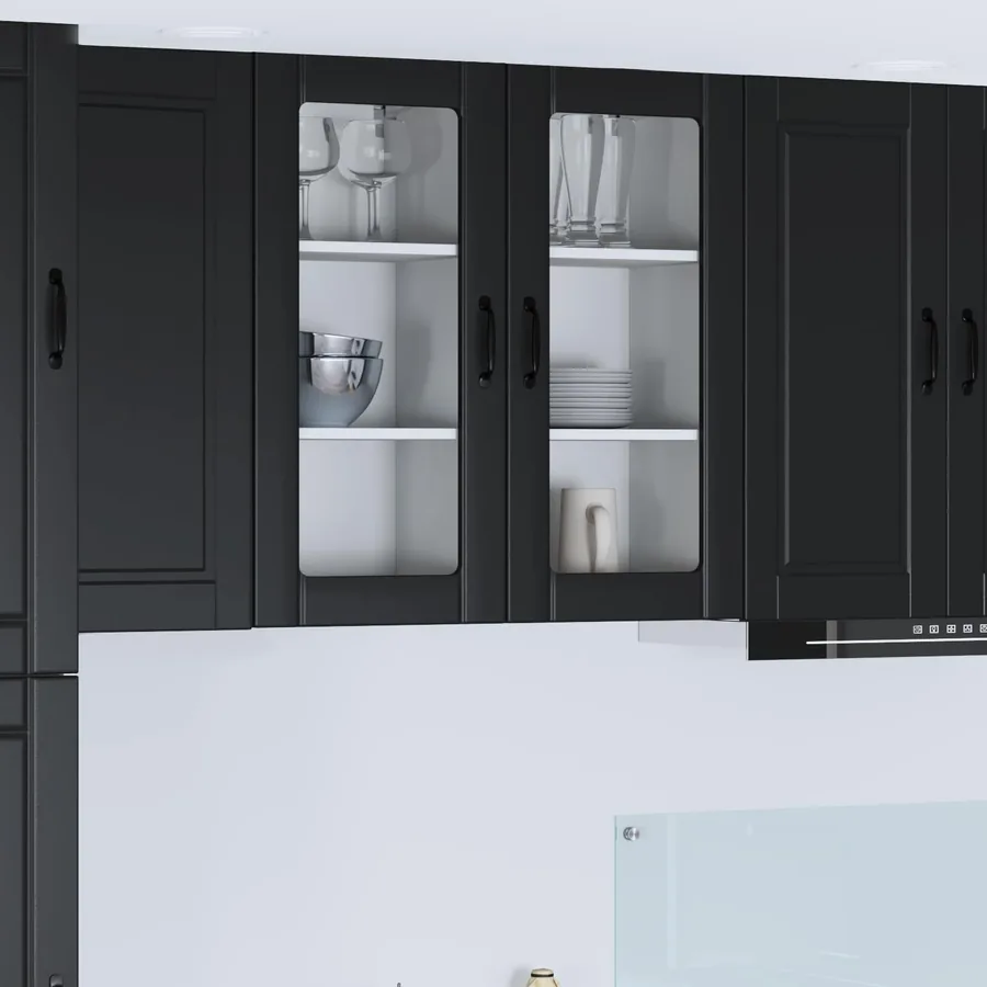 Cabinet en verre mural PORTO Noir 40 x 31 x 80 cm