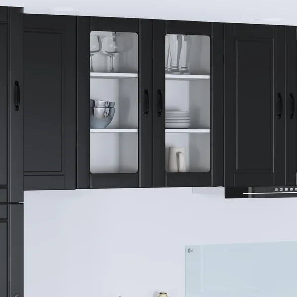 Cabinet en verre mural PORTO Noir 40 x 31 x 80 cm