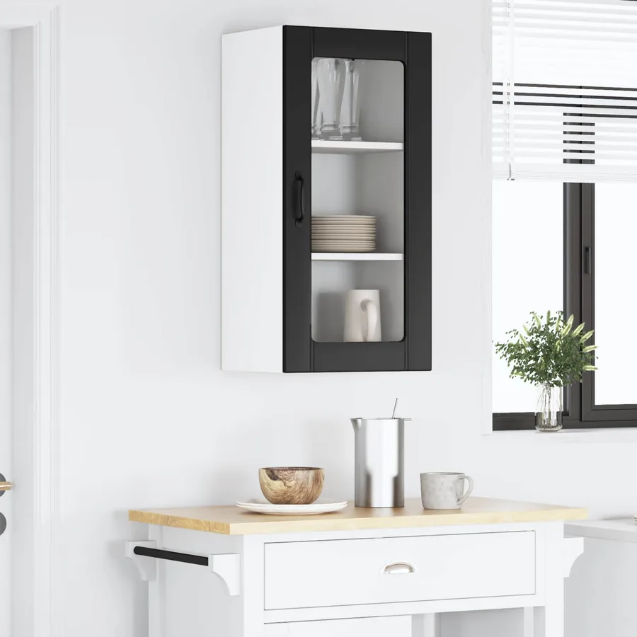 Cabinet en verre mural PORTO Noir 40 x 31 x 80 cm - 4