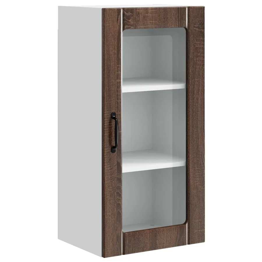 Cabinet en verre mural PORTO Chêne brun 40 x 31 x 80 cm - 2