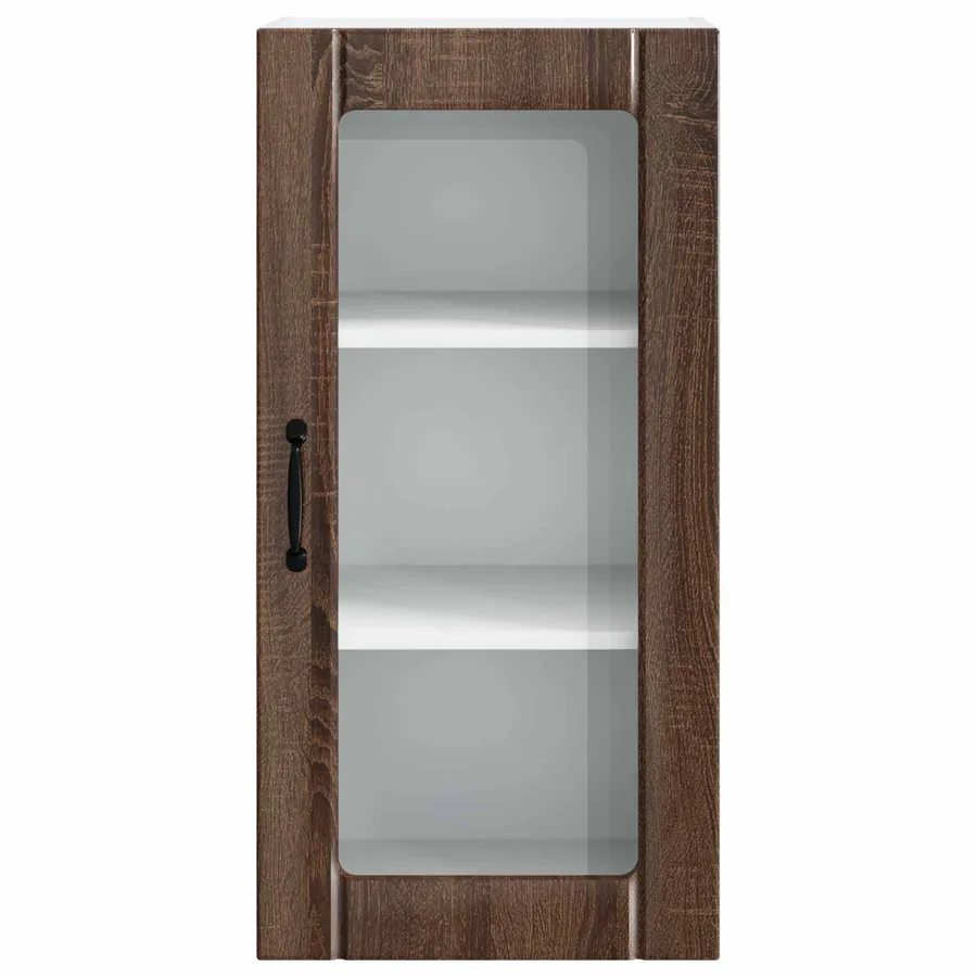 Cabinet en verre mural PORTO Chêne brun 40 x 31 x 80 cm - 6