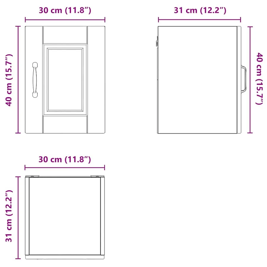 Meuble mural PORTO Blanc brillant 30 x 31 x 40 cm - 14