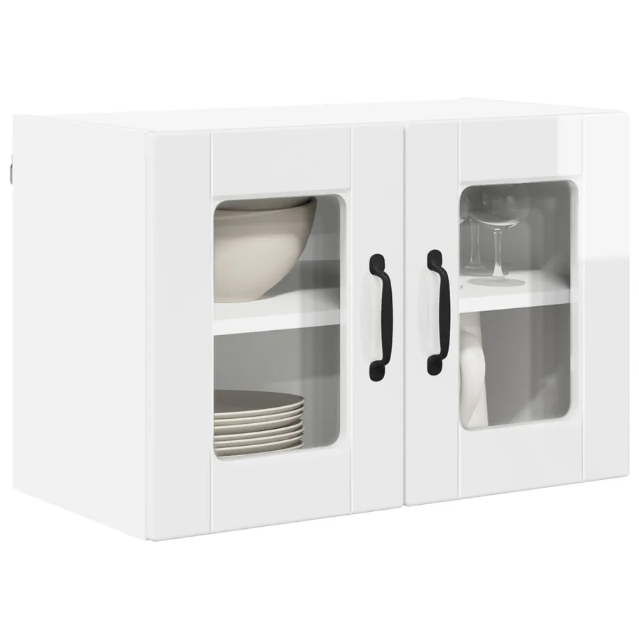 Cabinet en verre mural PORTO Blanc brillant 60 x 31 x 40 cm - 3