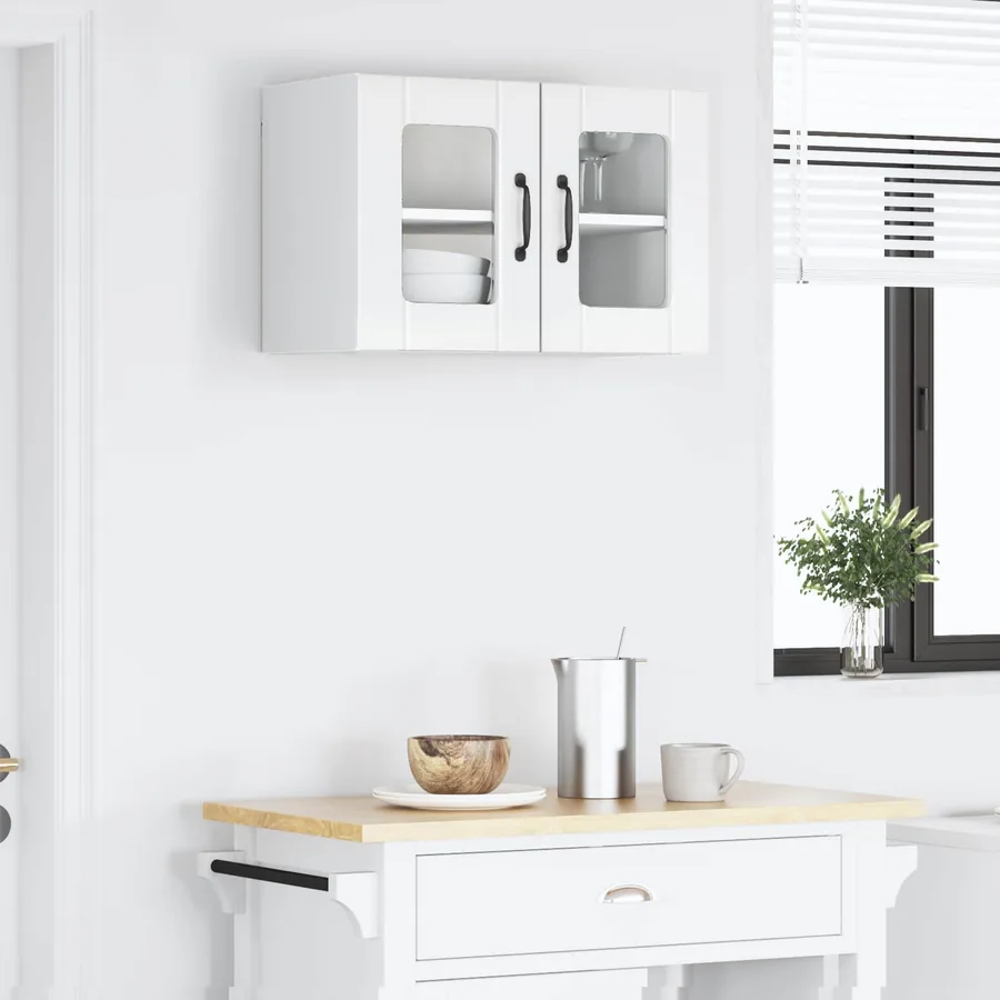 Cabinet en verre mural PORTO Blanc brillant 60 x 31 x 40 cm - 4