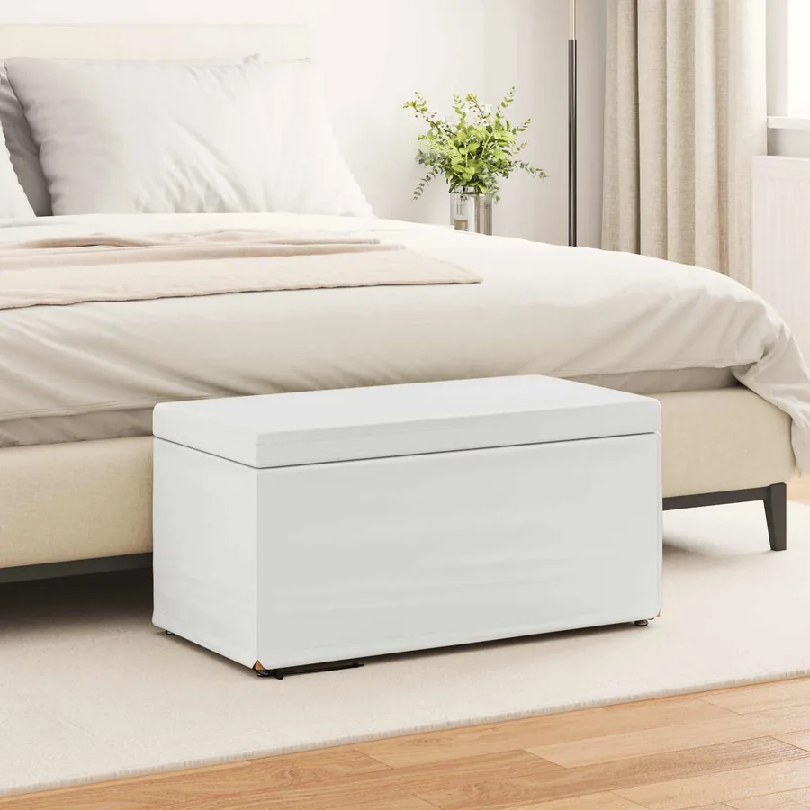 Tabouret Blanc Cuir Synthétique et Bois Composite