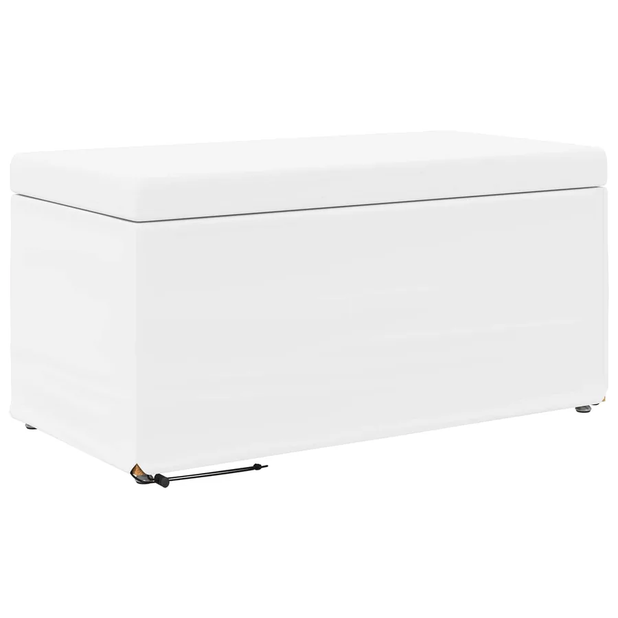 Tabouret Blanc Cuir Synthétique et Bois Composite - 2