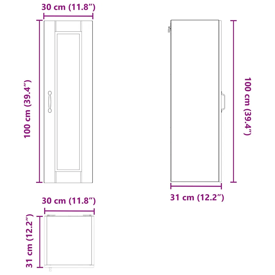 Meuble mural PORTO Blanc brillant 30 x 31 x 100 cm - 13