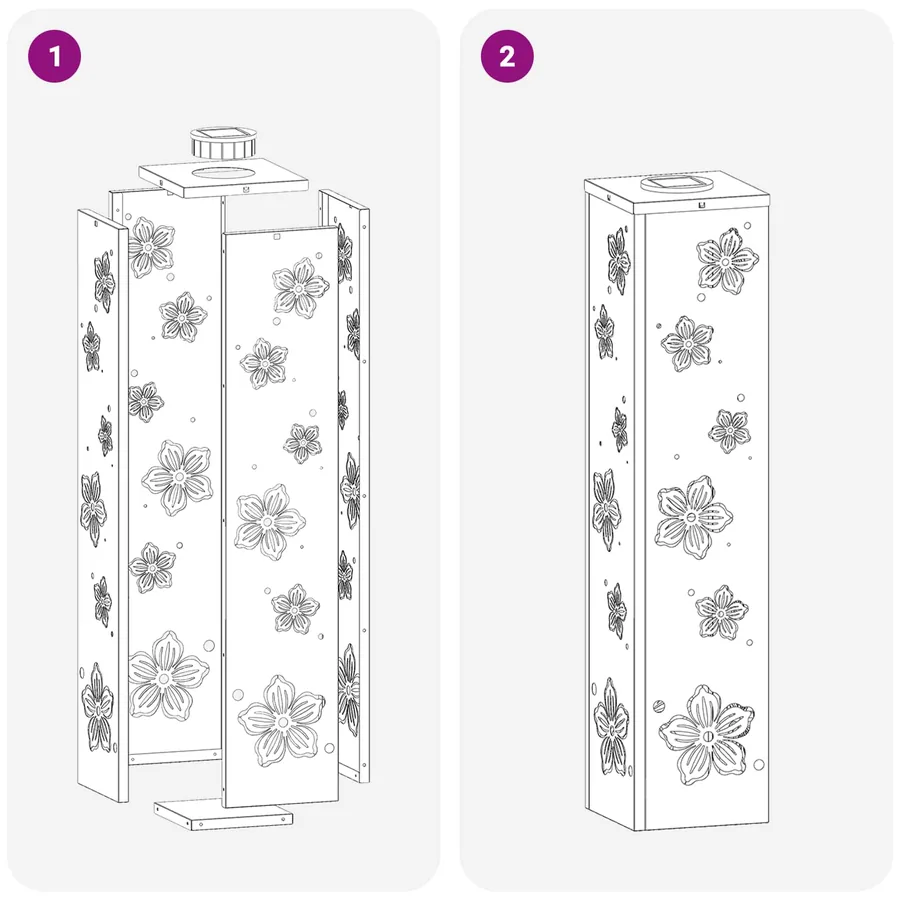 Lumière de chemin LED solaire 2 pcs Blanc chaud 18 x 18 x 80 cm - 14
