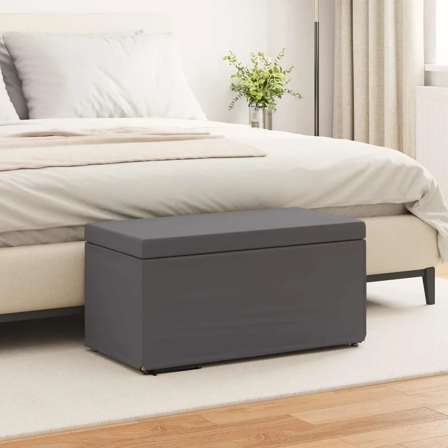 Tabouret Gris Cuir Synthétique et Bois Composite