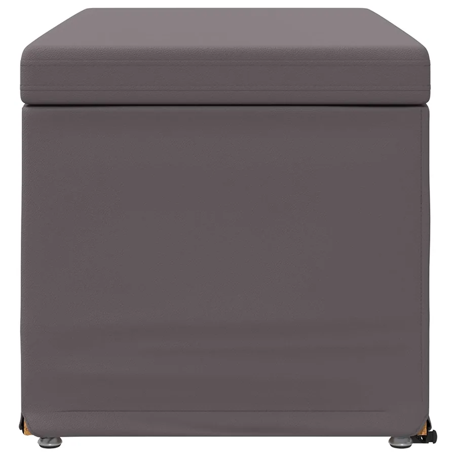 Tabouret Gris Cuir Synthétique et Bois Composite - 5