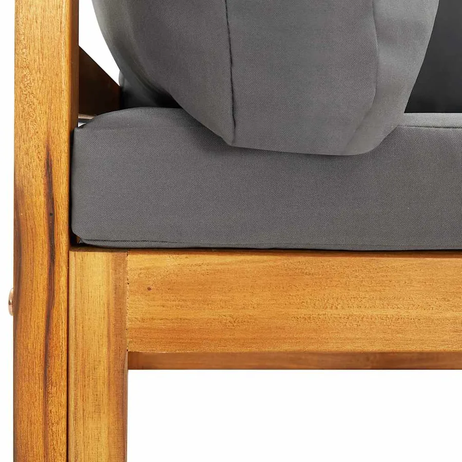 Ensemble de canapés 2pcs avec coussins gris foncé Acacia solide - 10