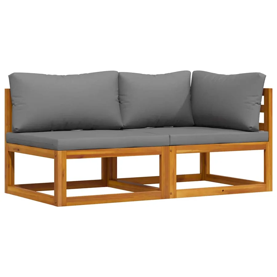 Ensemble de canapés 2pcs avec coussins gris foncé Acacia solide - 4