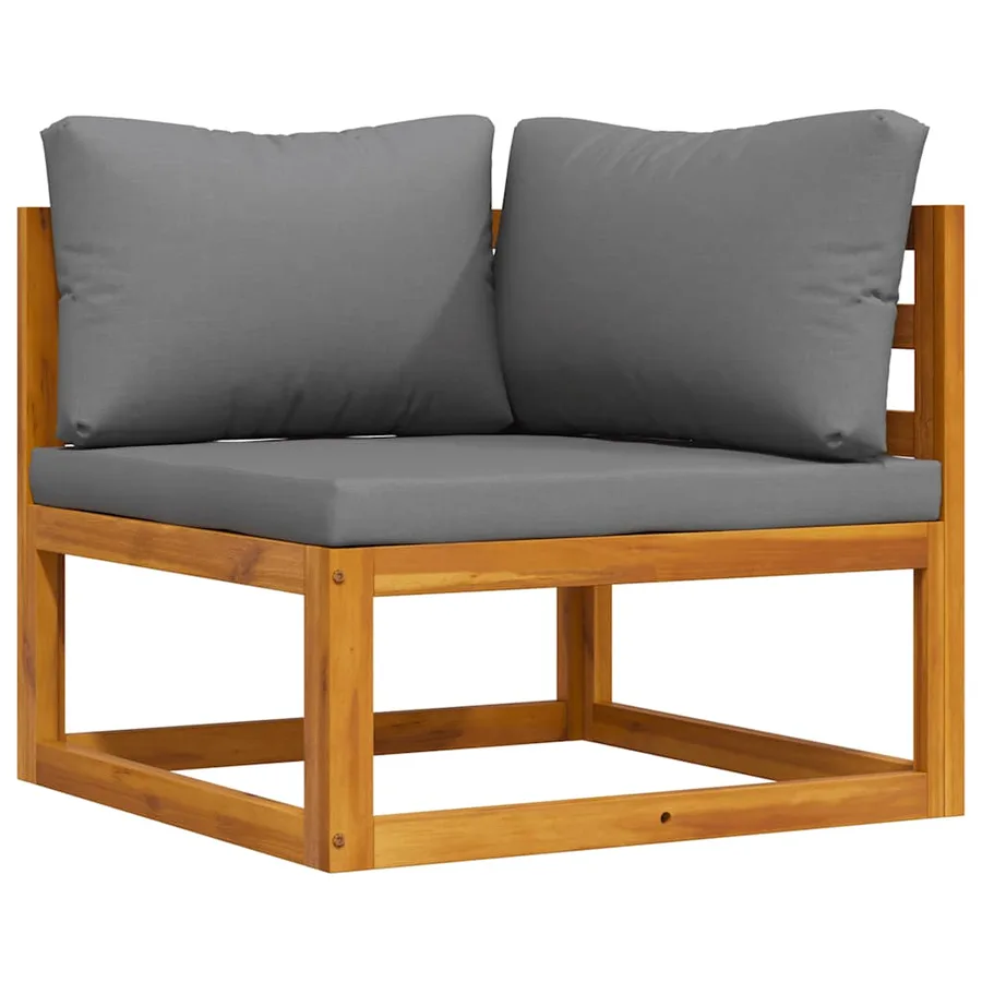 Ensemble de canapés 2pcs avec coussins gris foncé Acacia solide - 5
