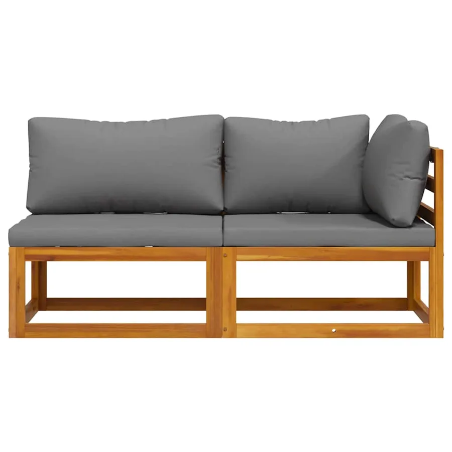 Ensemble de canapés 2pcs avec coussins gris foncé Acacia solide - 7