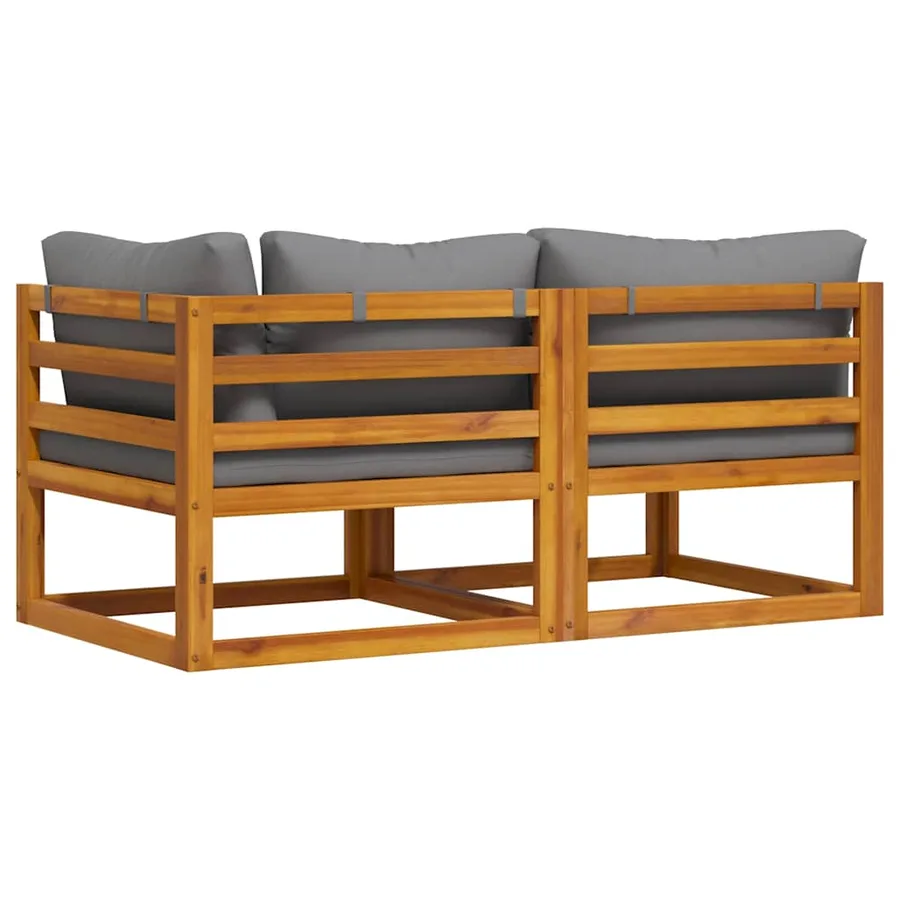 Ensemble de canapés 2pcs avec coussins gris foncé Acacia solide - 9
