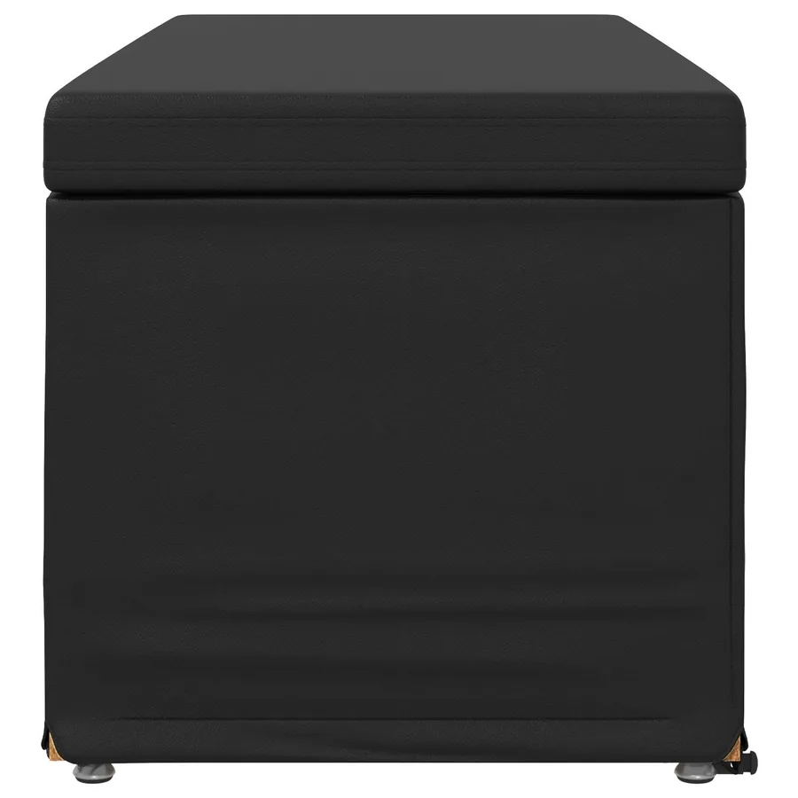Tabouret Noir Cuir Synthétique et Bois Composite - 5