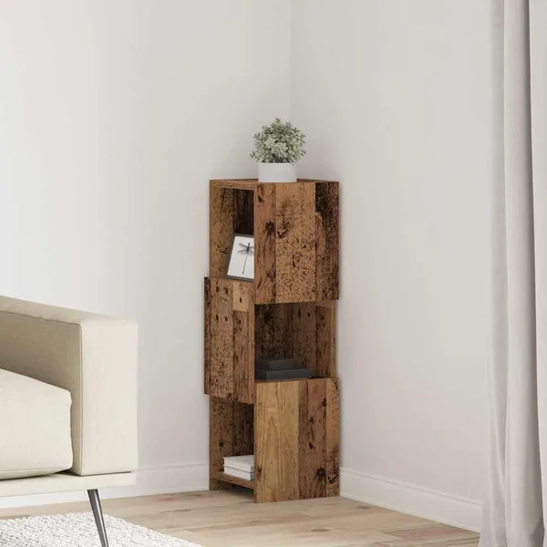 Meuble d'angle Bois ancien 25,5x25x80cm Bois d'ingénierie
