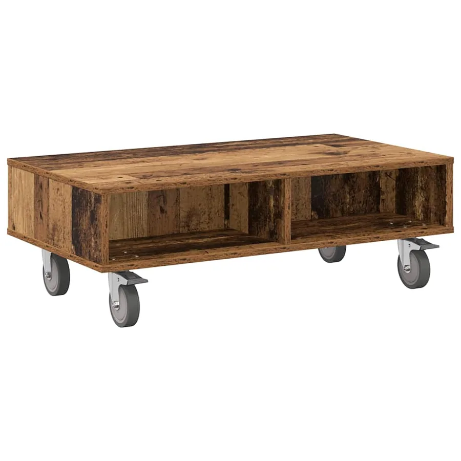 Table d'appoint avec roues Bois ancien 90 x 50 x 30 cm - 2